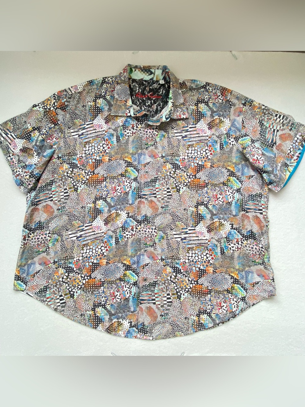 ROBERT GRAHAM Multicolor Abstract Cotton Short Sleeve Button-Up Shirt Men’s 3XL